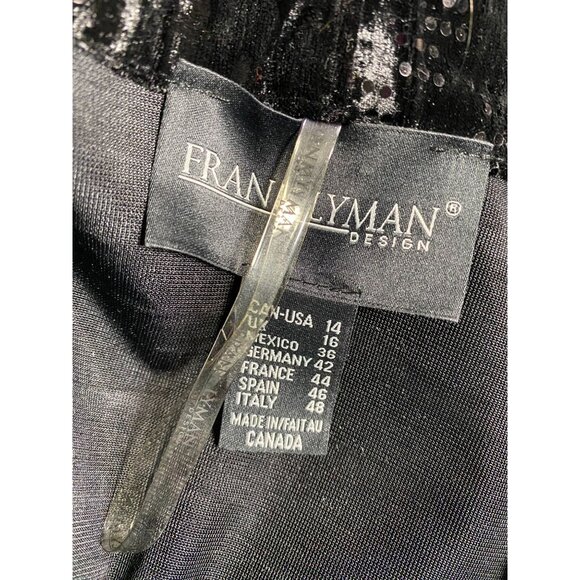 Frank Lyman Black Velvet Sequined Cardigan Size 14 Glitter Event Whimsigoth Goth - Picture 3 of 14